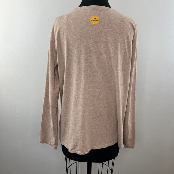 LIFE IS GOOD Beige XL Top Floral Crew Neck Long Sleeve Pullover Regular Fit - Picture 6 of 11